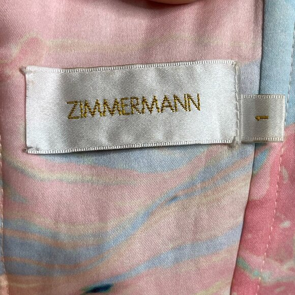 Zimmermann Women's Pastel Marble Pink Blue Zip Up 100% Silk Corset Size 1 / 6 US - Picture 3 of 8